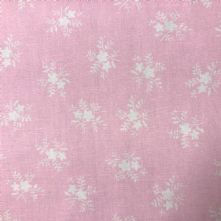 100% Cotton Small White Floral Print on Pink Fabric 44